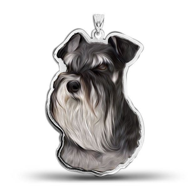 Miniature Schnauzer Dog Color Portrait Charm or Pendant