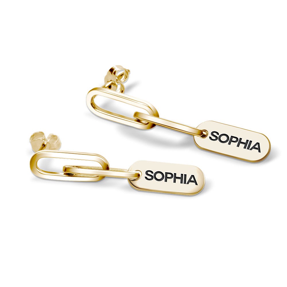 Exclusive Personalized Paperclip Name Earrings