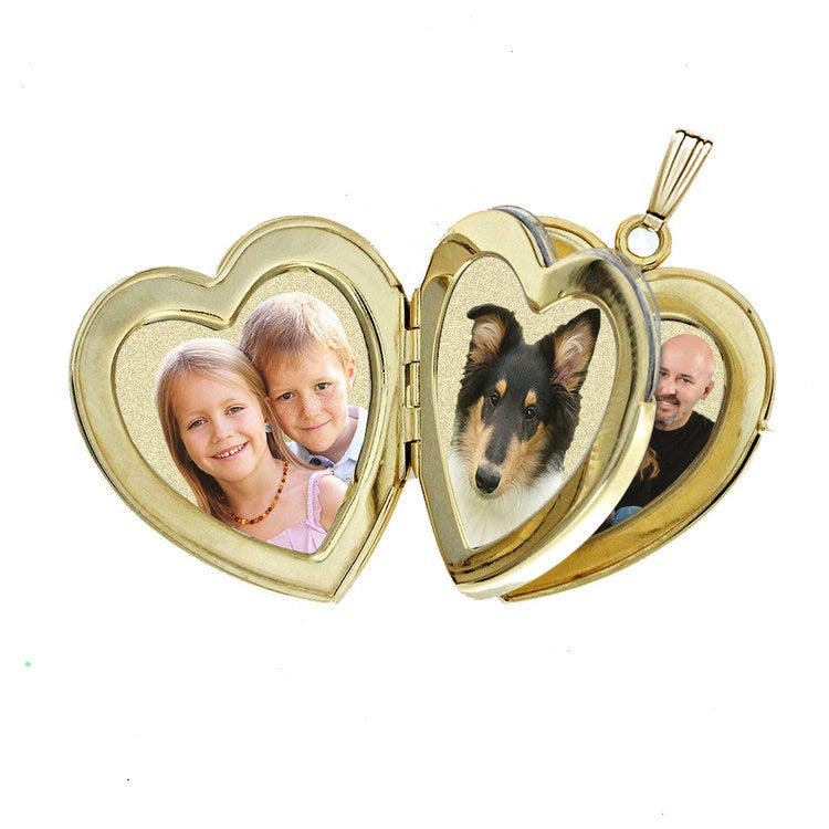 14K Gold Filled Floral Heart 4 Photo Locket
