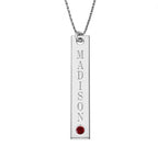 Personalized Vertical Name Necklace with Birthstone and 18" Chain