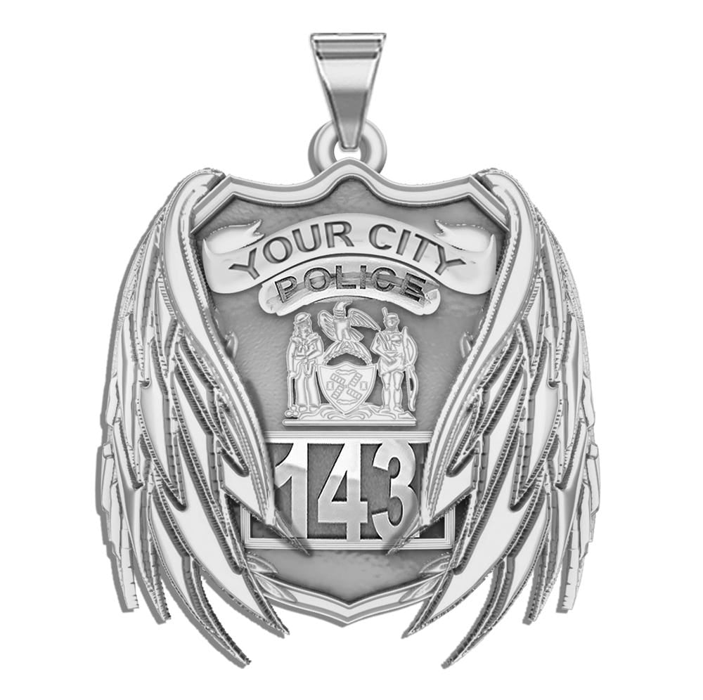 Personalized Angel Wing Police Badge with Department and Number