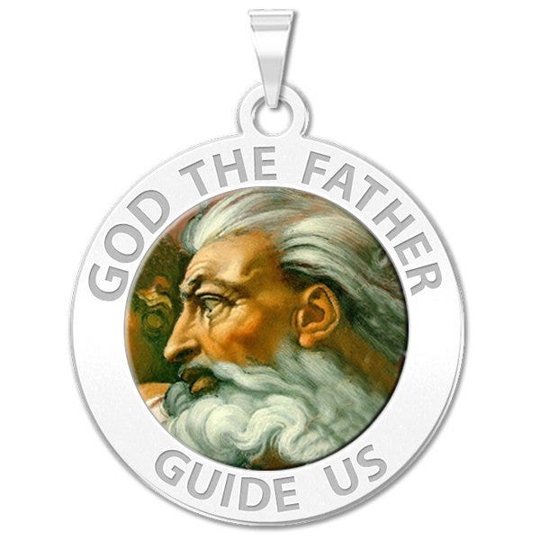 God the Father Round Religious Medal "Color