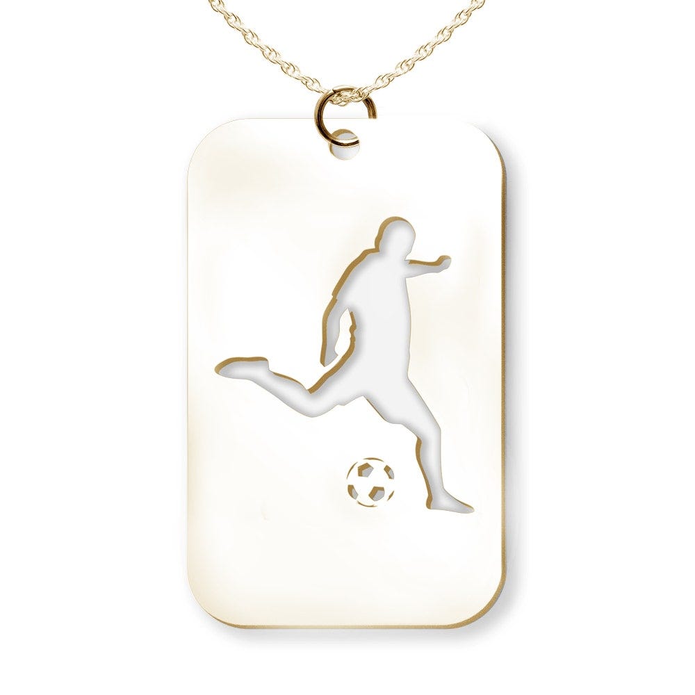 Soccer Player Cut-Out Rectangle Pendant