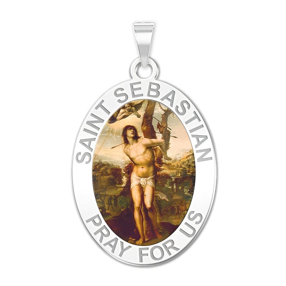 Saint Sebastian - Oval Religious Medal "Color"