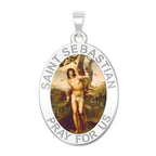 Saint Sebastian - Oval Religious Medal "Color"