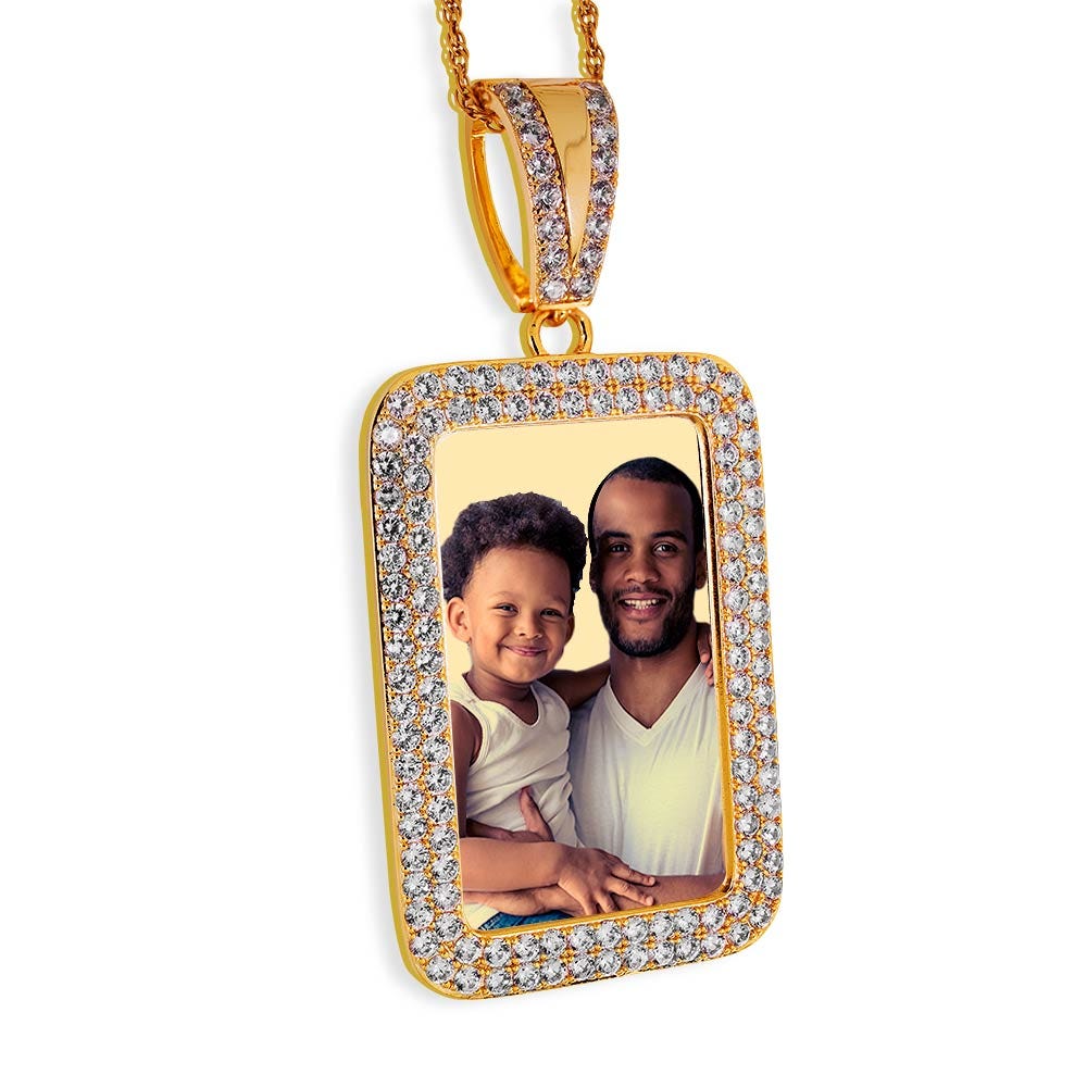 Photo Engraved XL Cubic Zirconia Rectangle Pendant