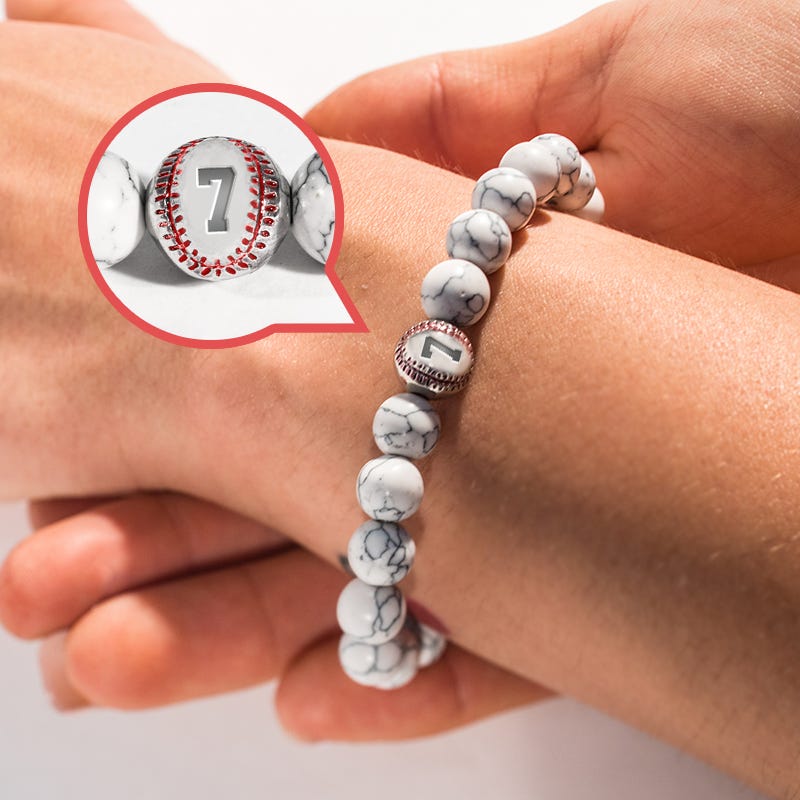 Personalized Baseball Bead Bracelet