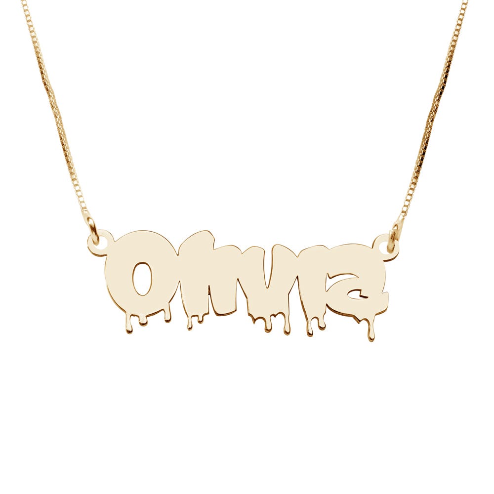 Custom Drip Bubble Name Necklace