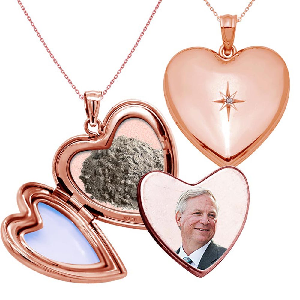Cremation & Hair Photo Locket With Diamond