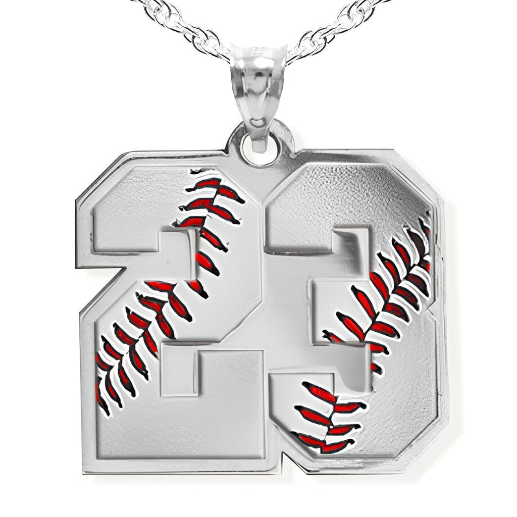 Color Enameled Baseball Number Charm or Pendant with 2 Digits