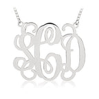 Outlined Vine Script 3 Letter Monogram Cut-Out Pendant