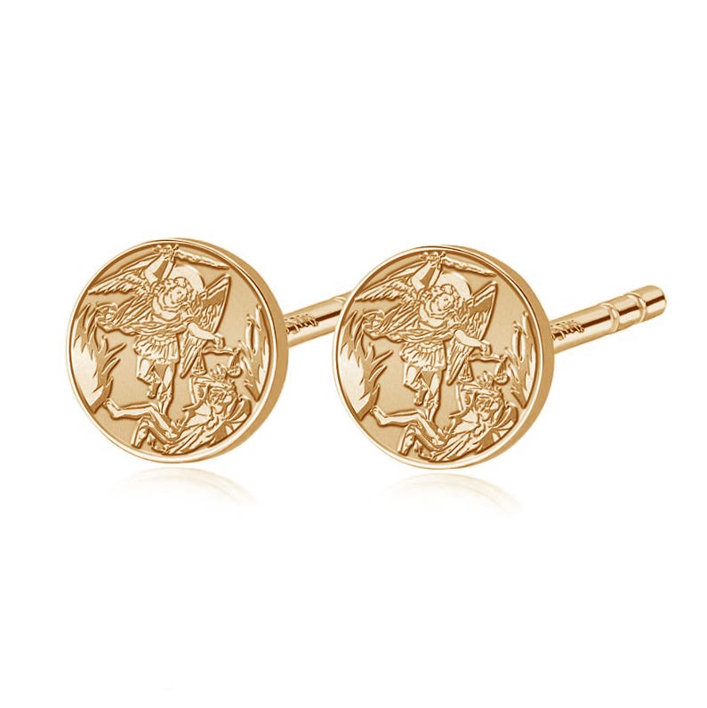 Pair Of Saint Michael Stud Earrings