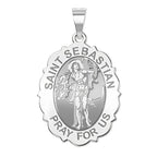Saint Sebastian - Scalloped Oval Religious Medal