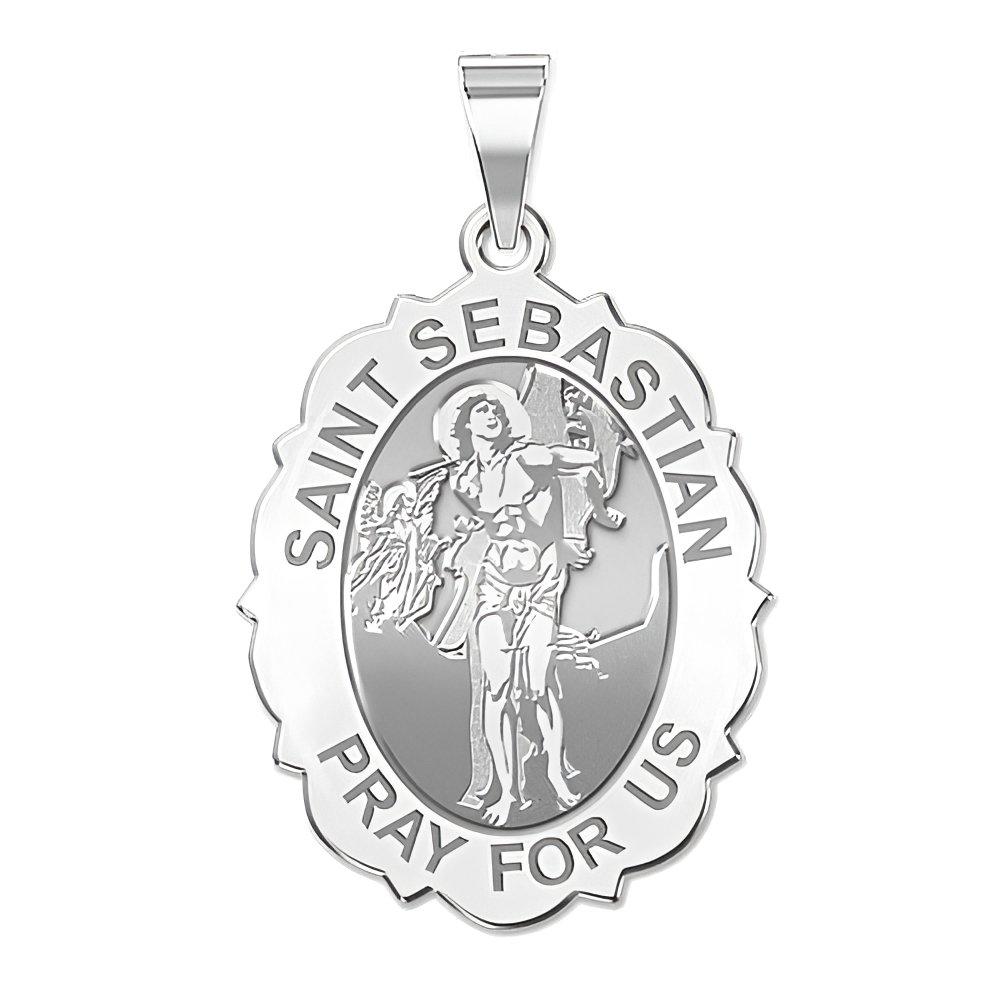 Saint Sebastian - Scalloped Oval Religious Medal