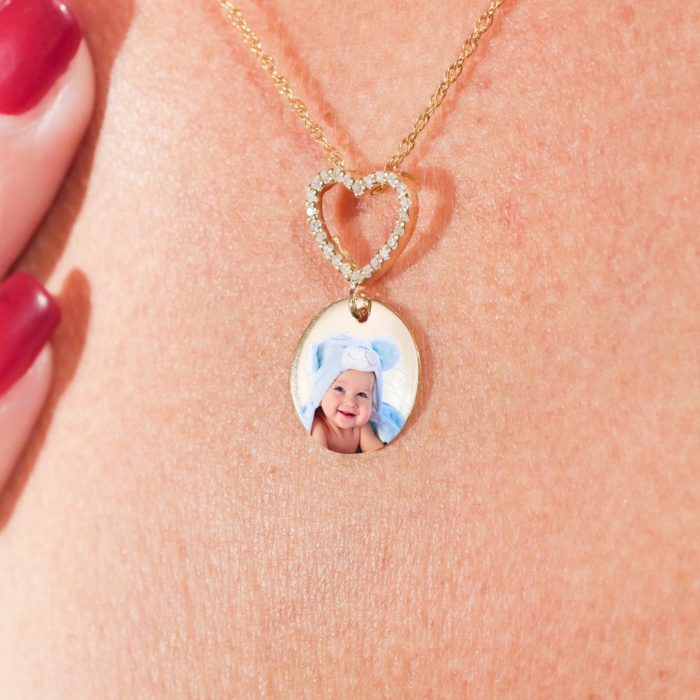 Diamond Encrusted Photo Pendant