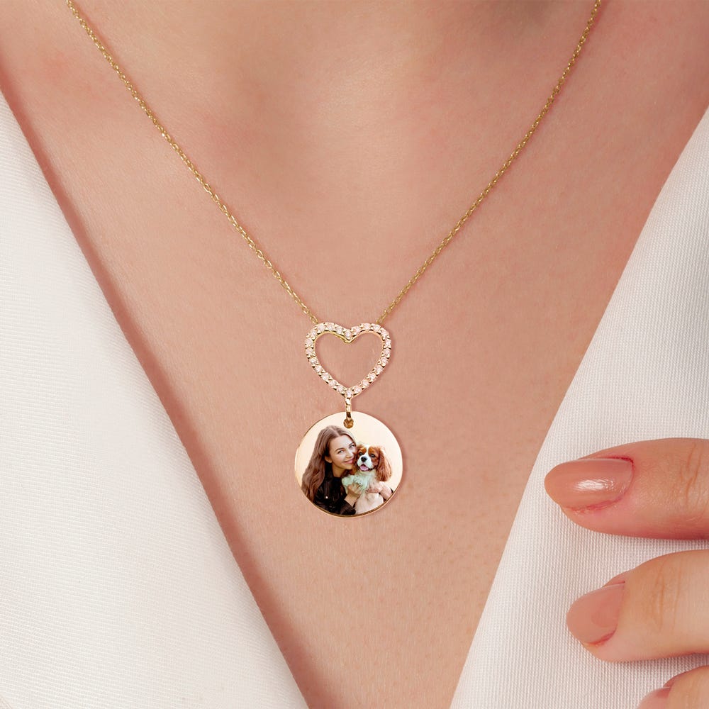 Diamond Encrusted Photo Pendant