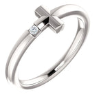 .015 Ctw Diamond Youth Cross Ring