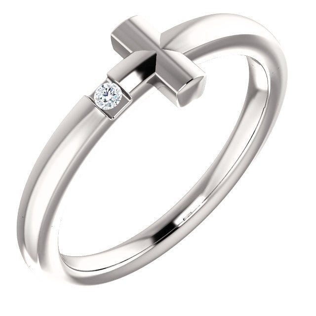 .015 Ctw Diamond Youth Cross Ring