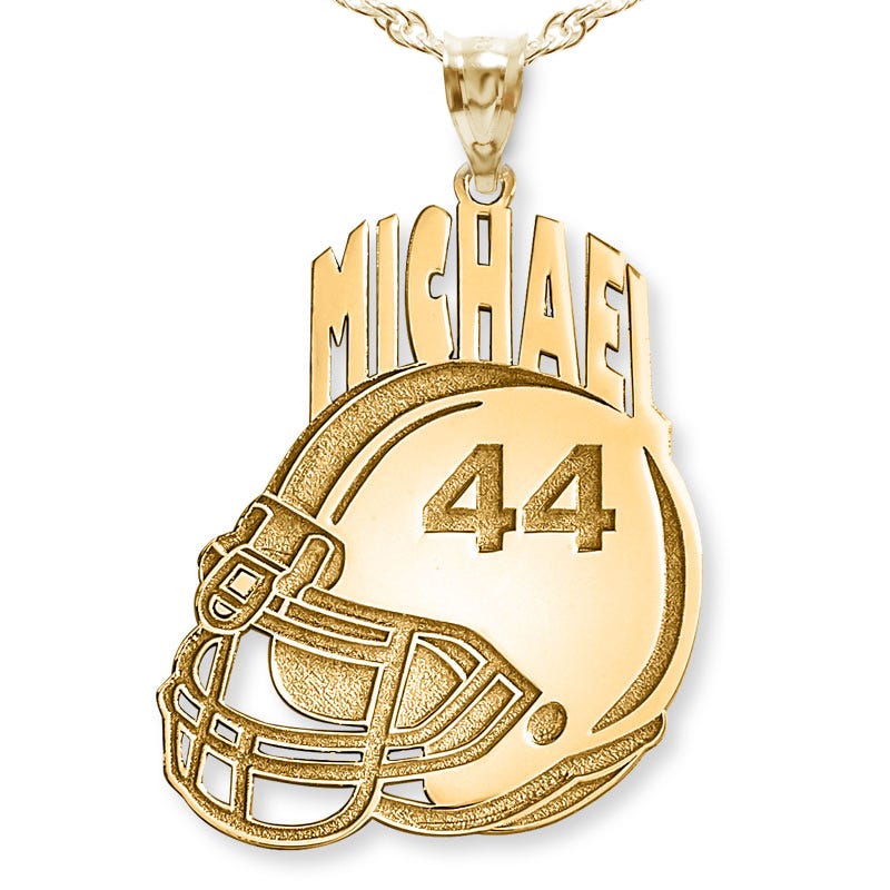 Custom Football Helmet Pendant with Name & Number