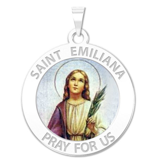 Saint Emiliana Round Religious Medal Color