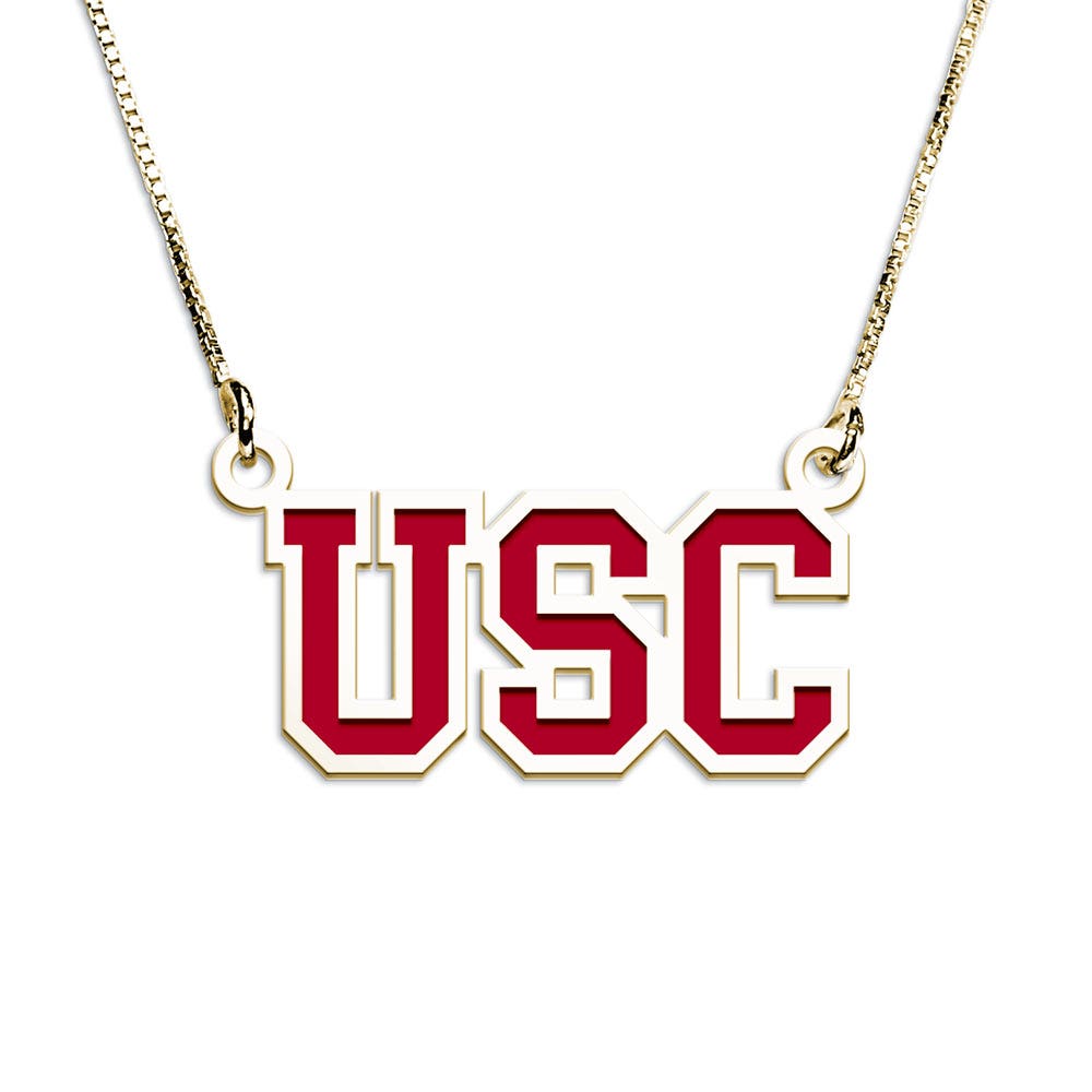 Usc Color Enamel Block Necklace