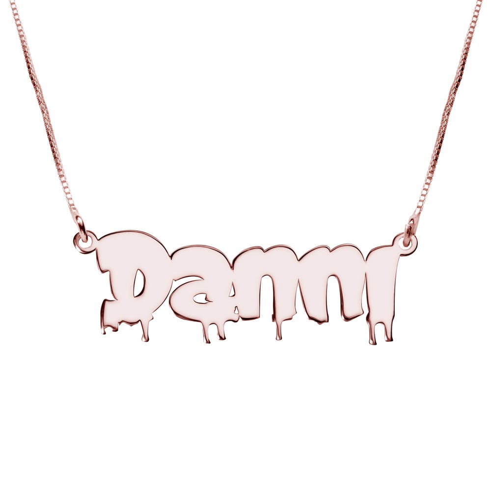 Custom Drip Bubble Name Necklace