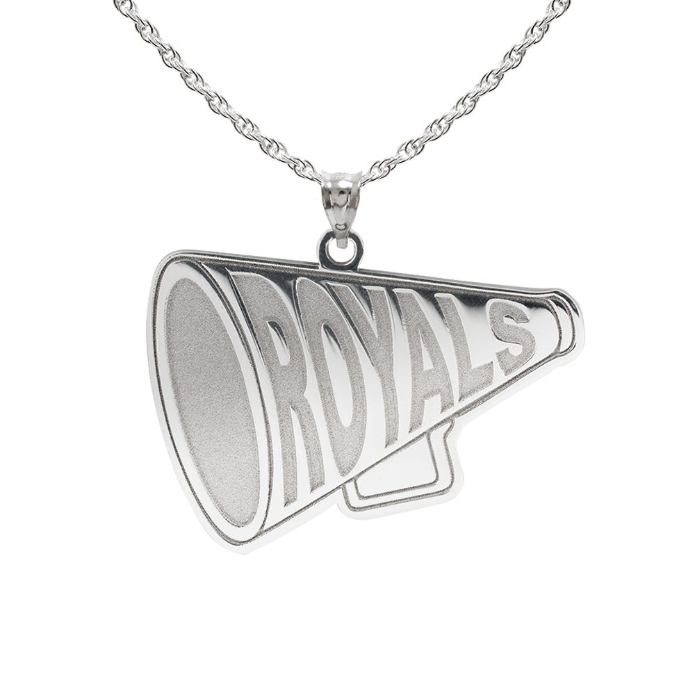 Custom Cheerleader "Megaphone" Charm or Pendant with Team Name