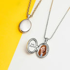 14K White Gold Oval Photo Locket
