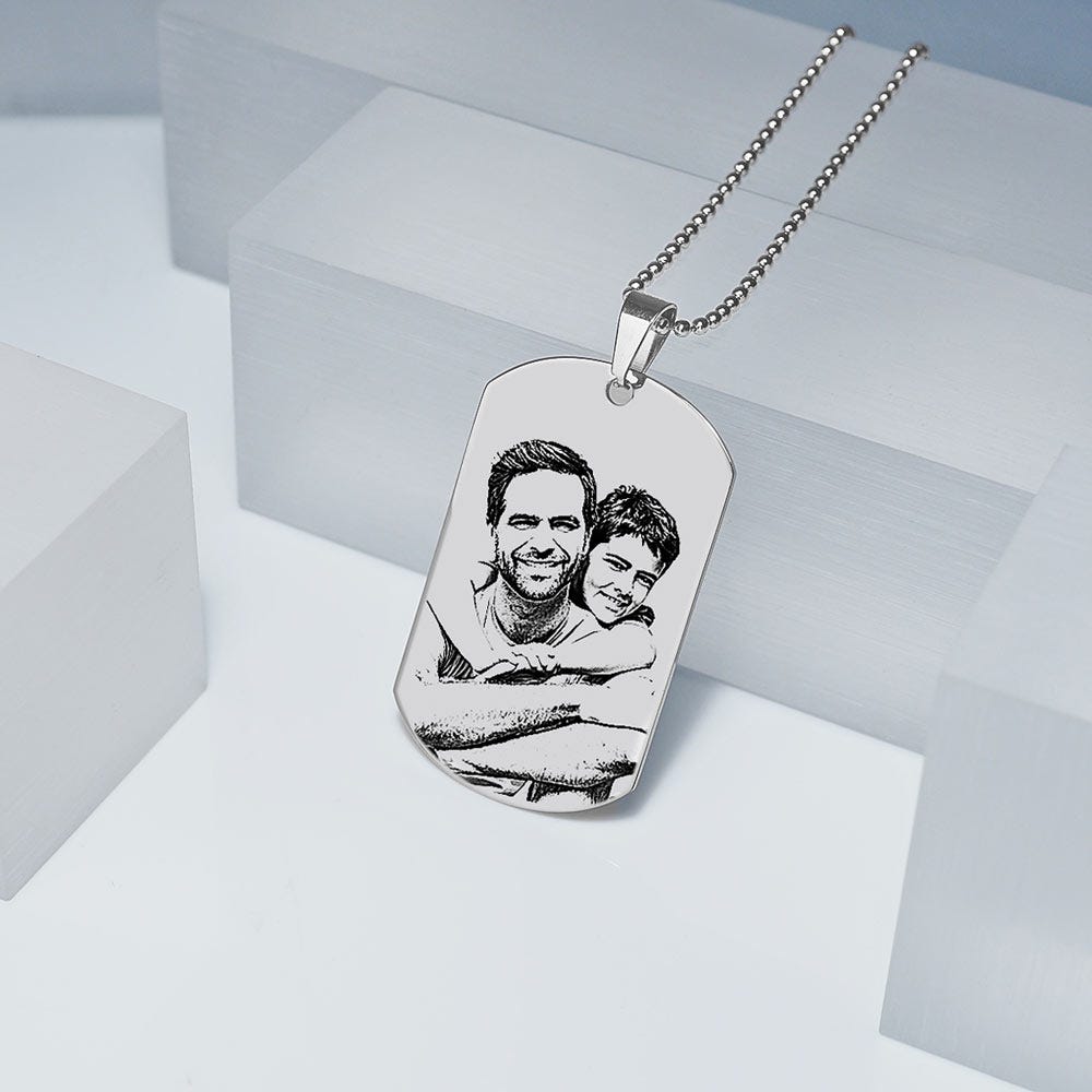 Stainless Steel Dog Tag Photo Pendant