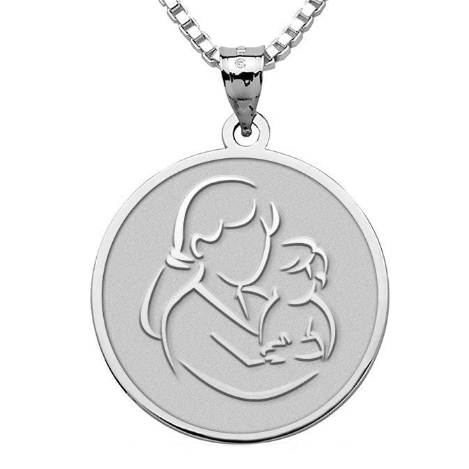 Mother and Son - Round Pendant