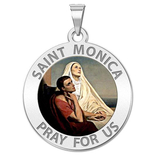 Saint Monica With Her Son Saint Augustine Religious Medal Color