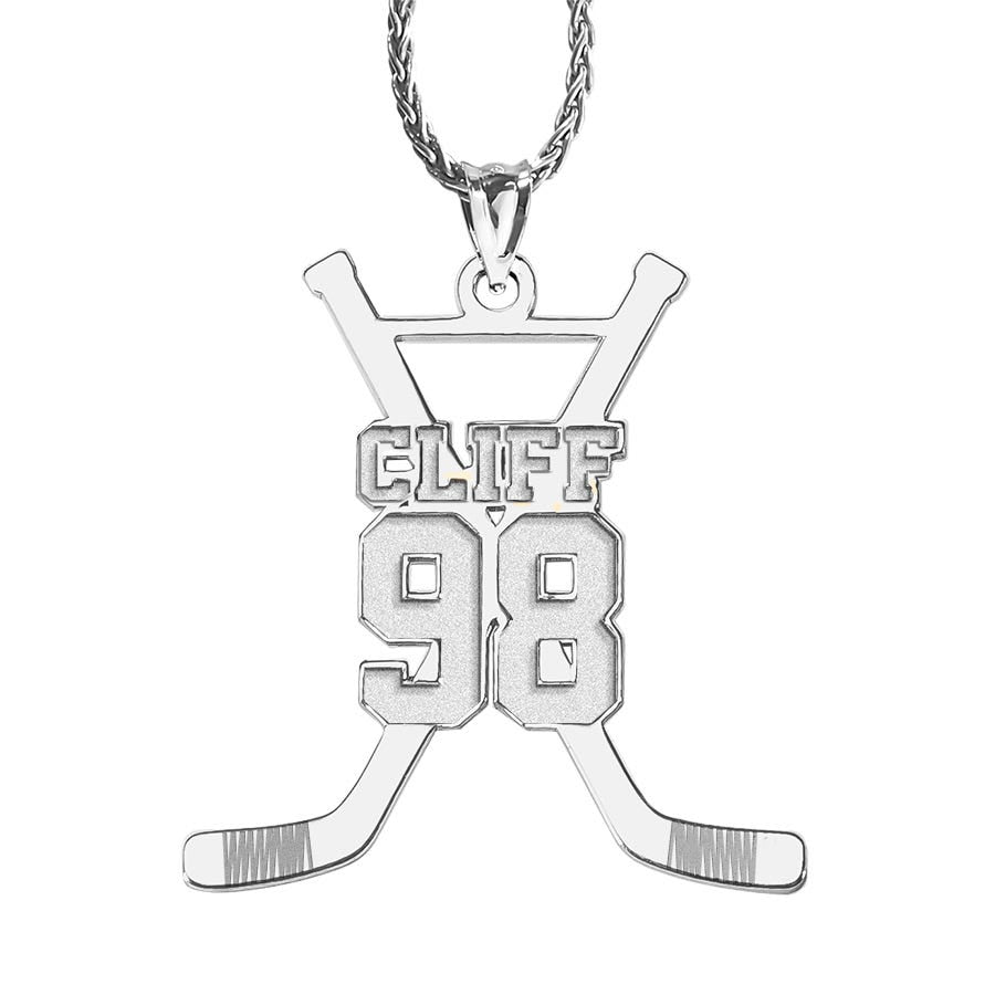 Personalized Hockey Sticks Pendant with Name and Number