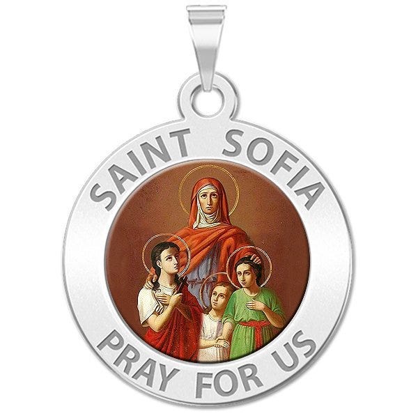 Saint Sofia with (Hope, Faith, & Charity) Color Religious Medal