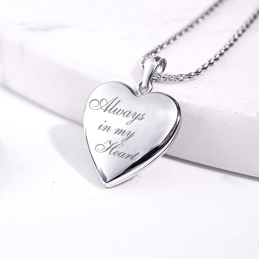 14K White Gold Always In My Heart Photo Locket