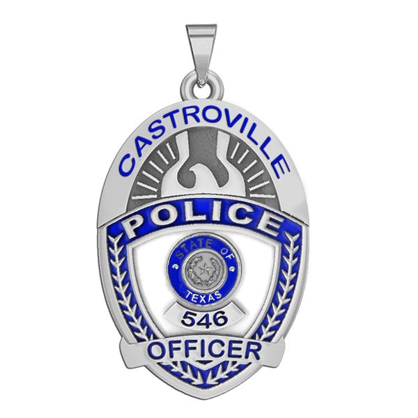 Personalized Texas Oval Police Badge with Your Rank, Dept. and Number