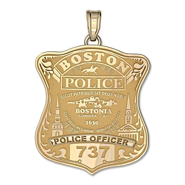 Personalized Boston Police Badge with Your Number & Rank