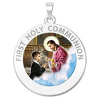 First Holy Communion Religious Medal For A Boy Color