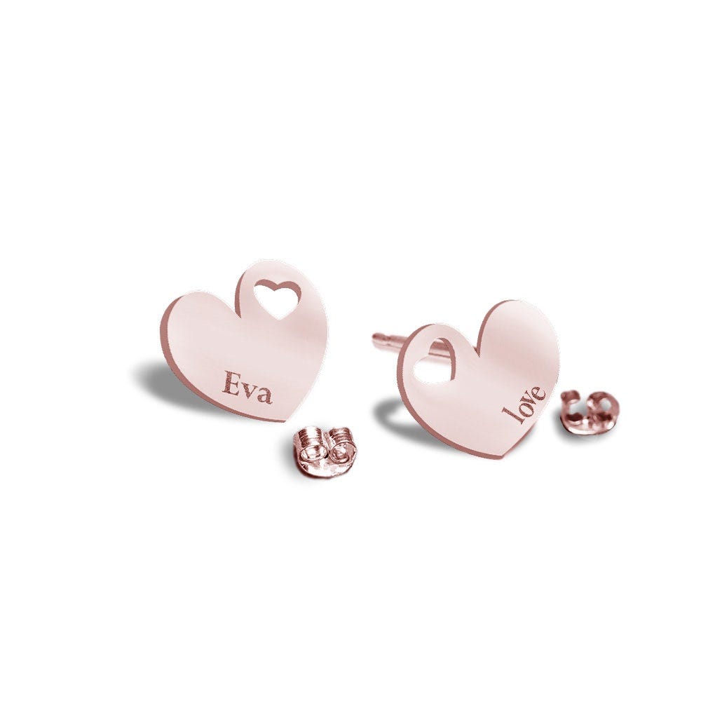 Personalized Dainty Minimal Heart Cut-Out Earrings