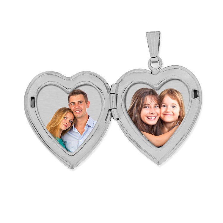 14K White Gold Classic Heart Photo Locket