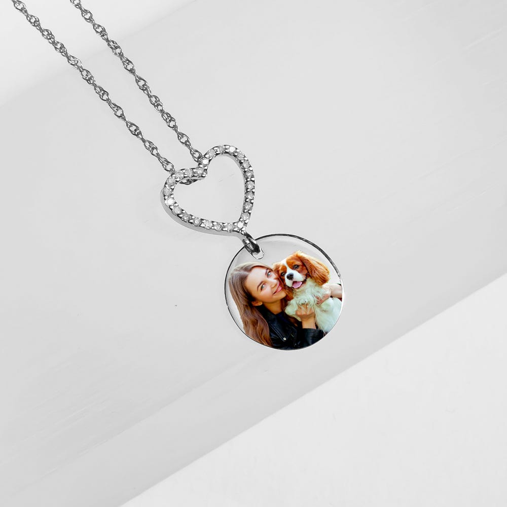 Diamond Encrusted Photo Pendant