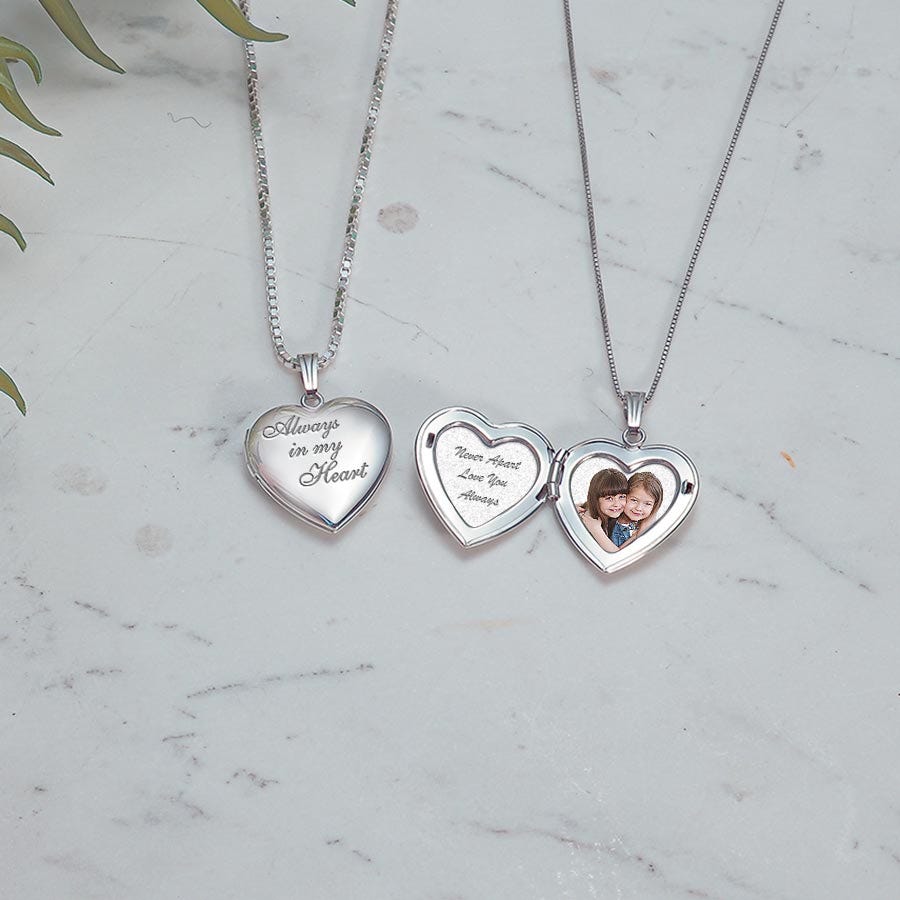 14K White Gold Always In My Heart Photo Locket