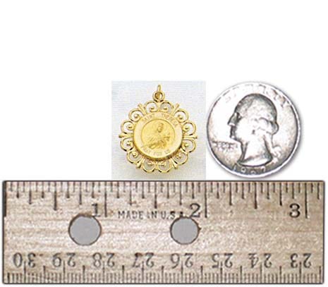 14K Gold Saint Theresa Religious Medal
