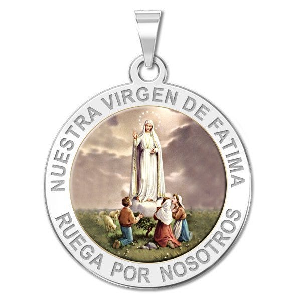 Nuestra Virgen De Fatima Round Color Medal