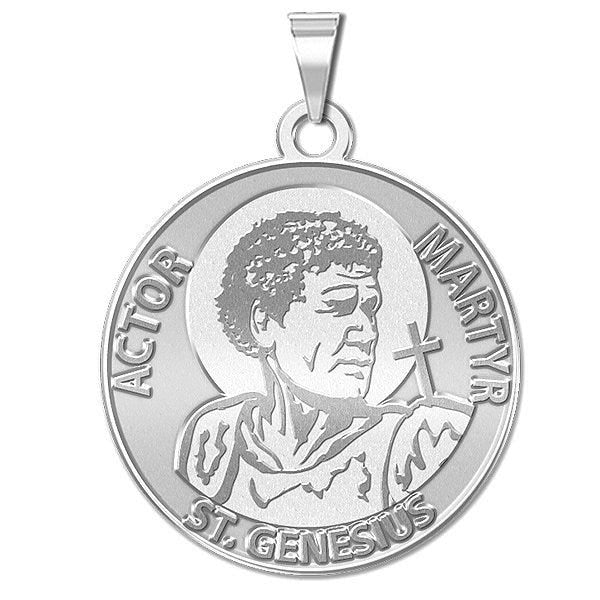 Saint Genesius Round Religious Medal (Actor / Martyr)