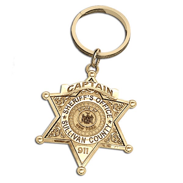 Personalized Sheriff Badge Keychain with Number, Rank & Dept.
