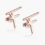 Modern Script Initial Earrings
