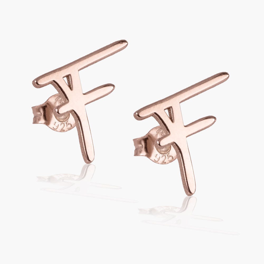 Modern Script Initial Earrings