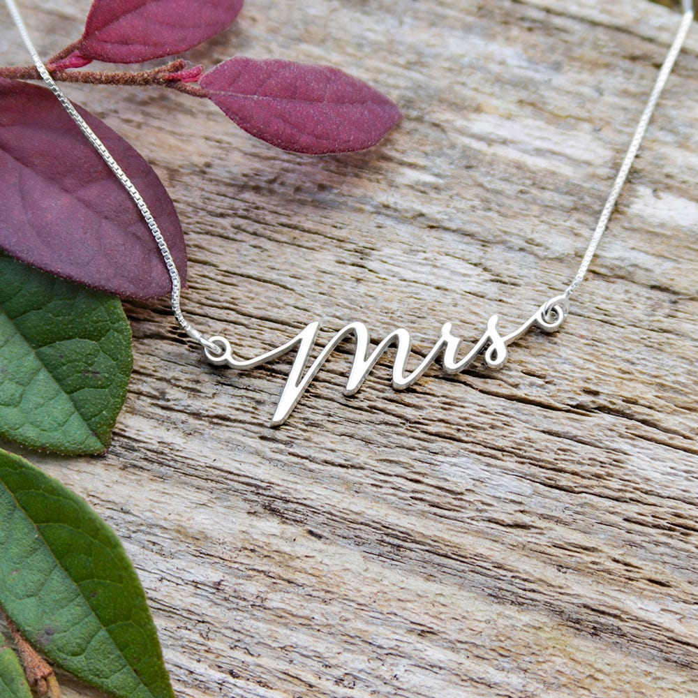 Mrs. Script Nameplate Necklace with Chain