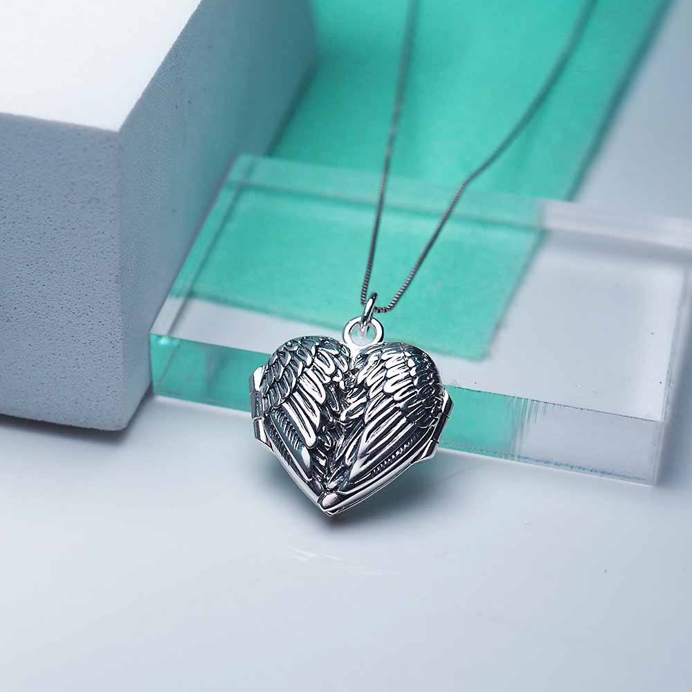 Angel Wing Heart Photo Locket