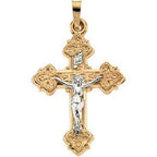 Two Tone Clovered-Ends Crucifix Pendant